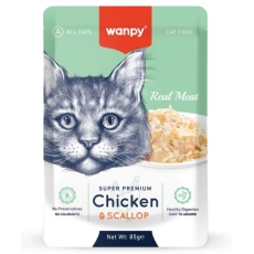 Wanpy Super Premium Cat Pouch Chicken & Scallop 85gm