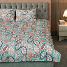 Fallen Leaves Print Bed Sheet – Pastel Blue